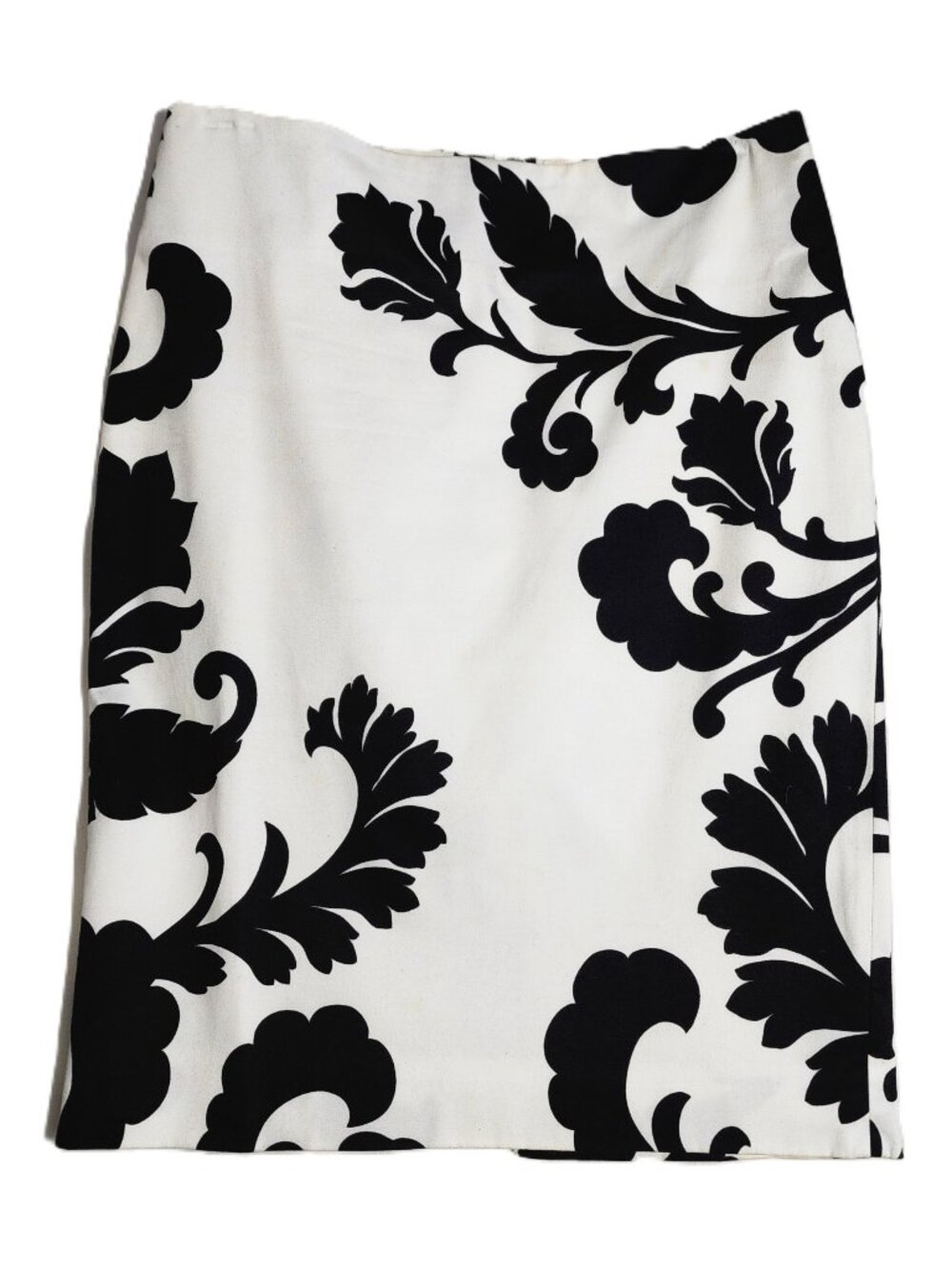 White House Black Market Women's Cotton Stretch White&Black Pencil Skirt Size 2